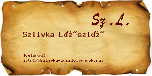 Szlivka László névjegykártya